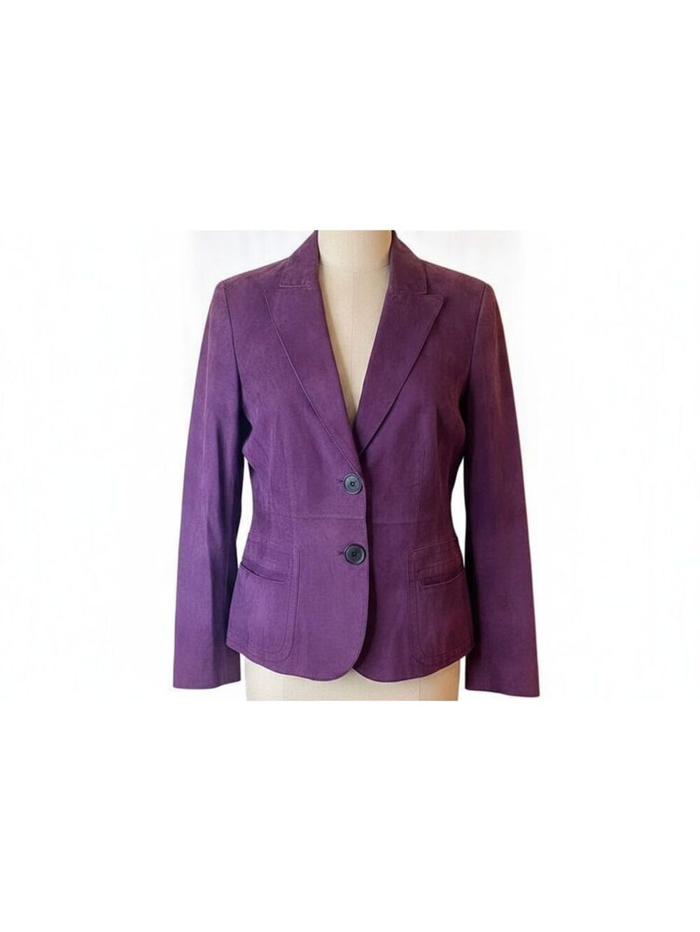 Akris Punto Purple Goat Suede Leather Tailored Blazer Jacket US 6 Quiet Luxury